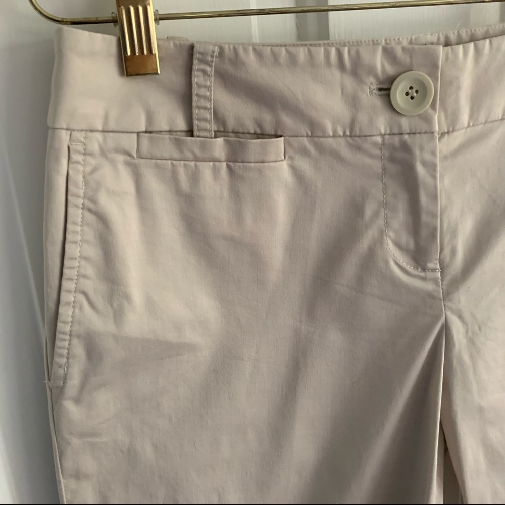 LOFT khaki bermuda shorts sateen cotton light tan - Picture 2 of 16